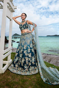 House of Panchhi Teal Padded Colour Georgette Sequins & Zarkan Embroidery Lehenga Choli & Dupatta | Grocsy