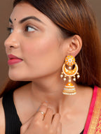 Shoshaa Orange Dome Shaped Jhumkas Earrings | Grocsy
