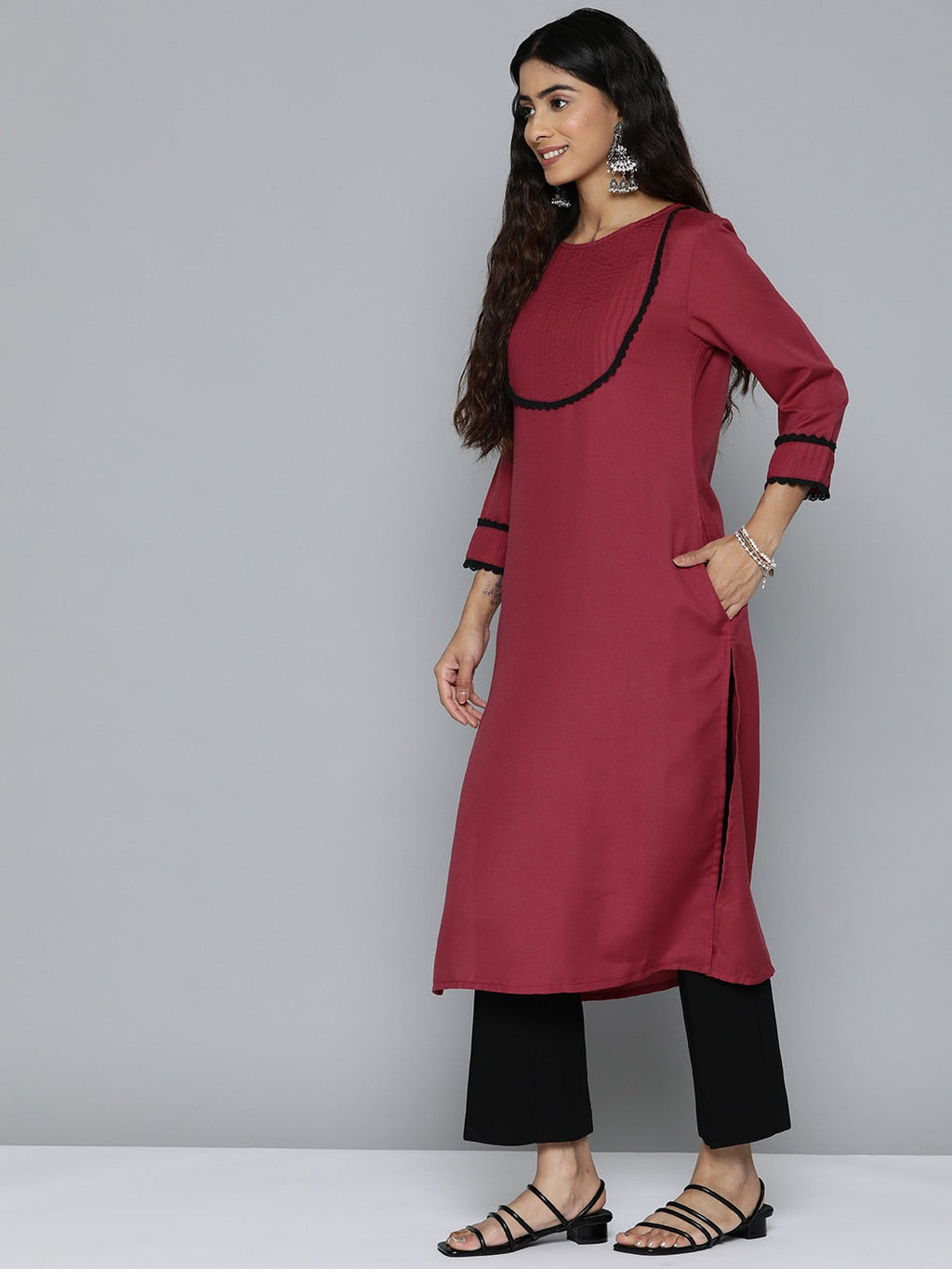 HERE&NOW Women Yoke Design Kurta | Grocsy