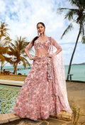 House of Panchhi Coral Net Sequins And Thread Embroidery Lehenga Choli & Dupatta | Grocsy