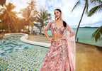 House of Panchhi Coral Net Sequins And Thread Embroidery Lehenga Choli & Dupatta | Grocsy