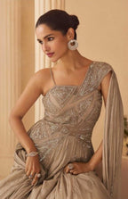 Anaita Chiku Chinon Silk Stitched Gown With Embroidery Work | Grocsy