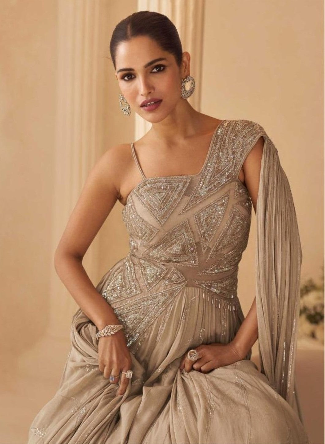 Anaita Chiku Chinon Silk Stitched Gown With Embroidery Work | Grocsy
