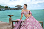 House of Panchhi Mauve Organza Sequins & Zarkan Embroidery Lehenga Choli & Dupatta | Grocsy