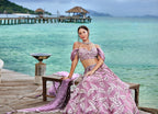 House of Panchhi Mauve Organza Sequins & Zarkan Embroidery Lehenga Choli & Dupatta | Grocsy
