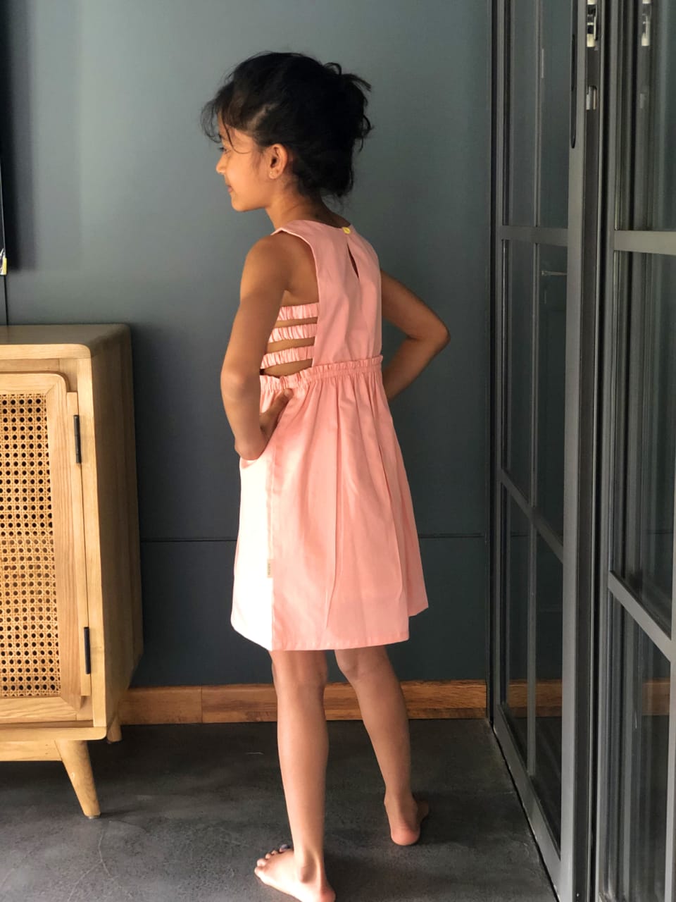 ArthLife Peach Pineapple Embroidered Dress | Grocsy