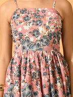 Myshka Women's Pink Fit and Flare Party Dress | Grocsy