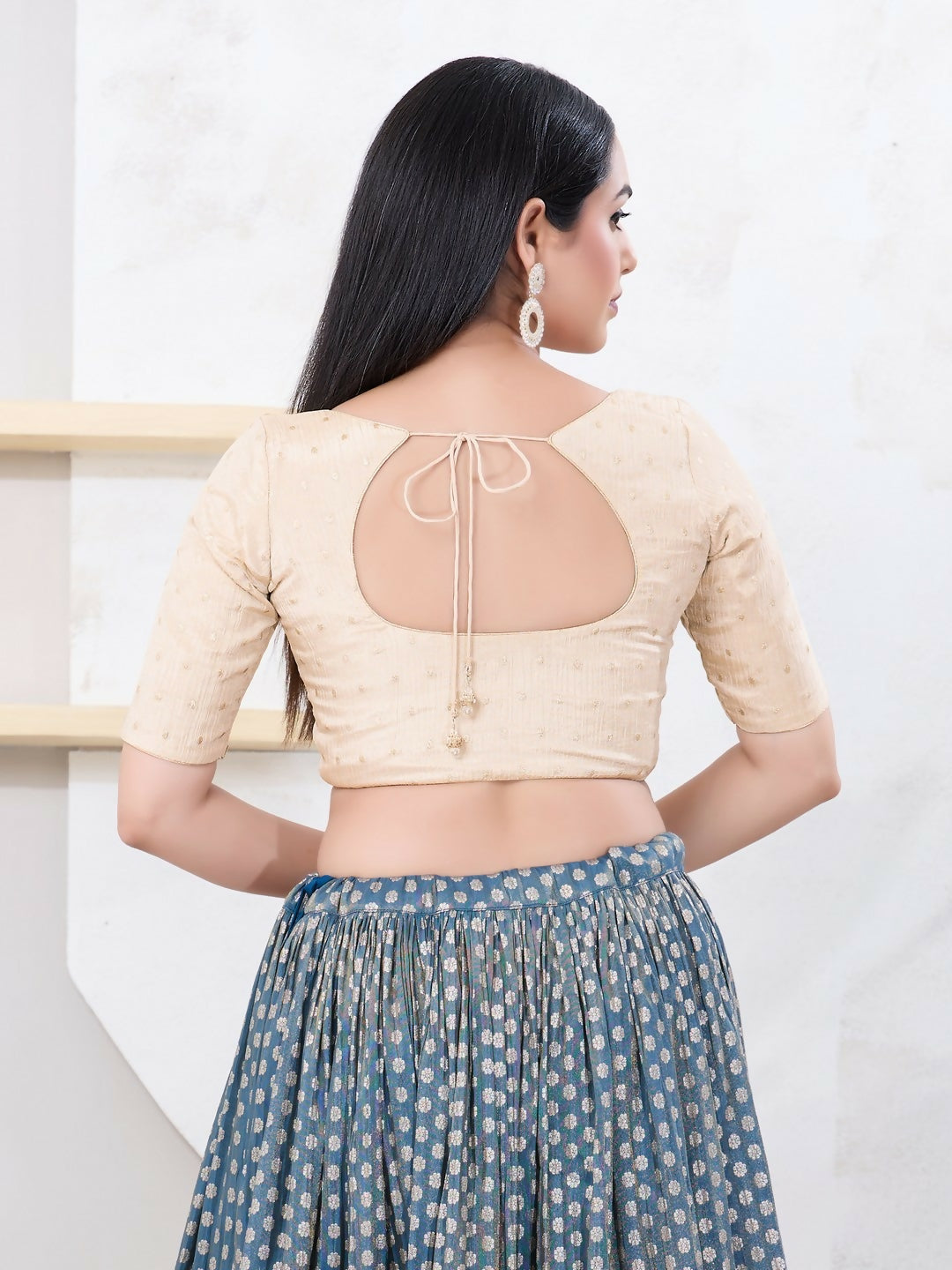 Joban Fashion Cream Tissue Elbow Sleeveless Front Open Blouse | Grocsy