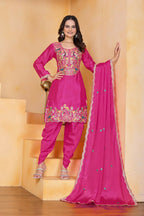 Joban Fashion Pink Silk Embroidered Dhoti Dhoti Set | Grocsy