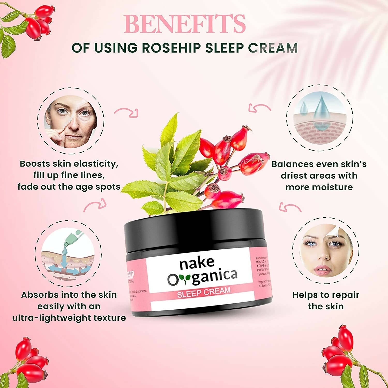 Nake Organica Rosehip Sleep Cream | Grocsy