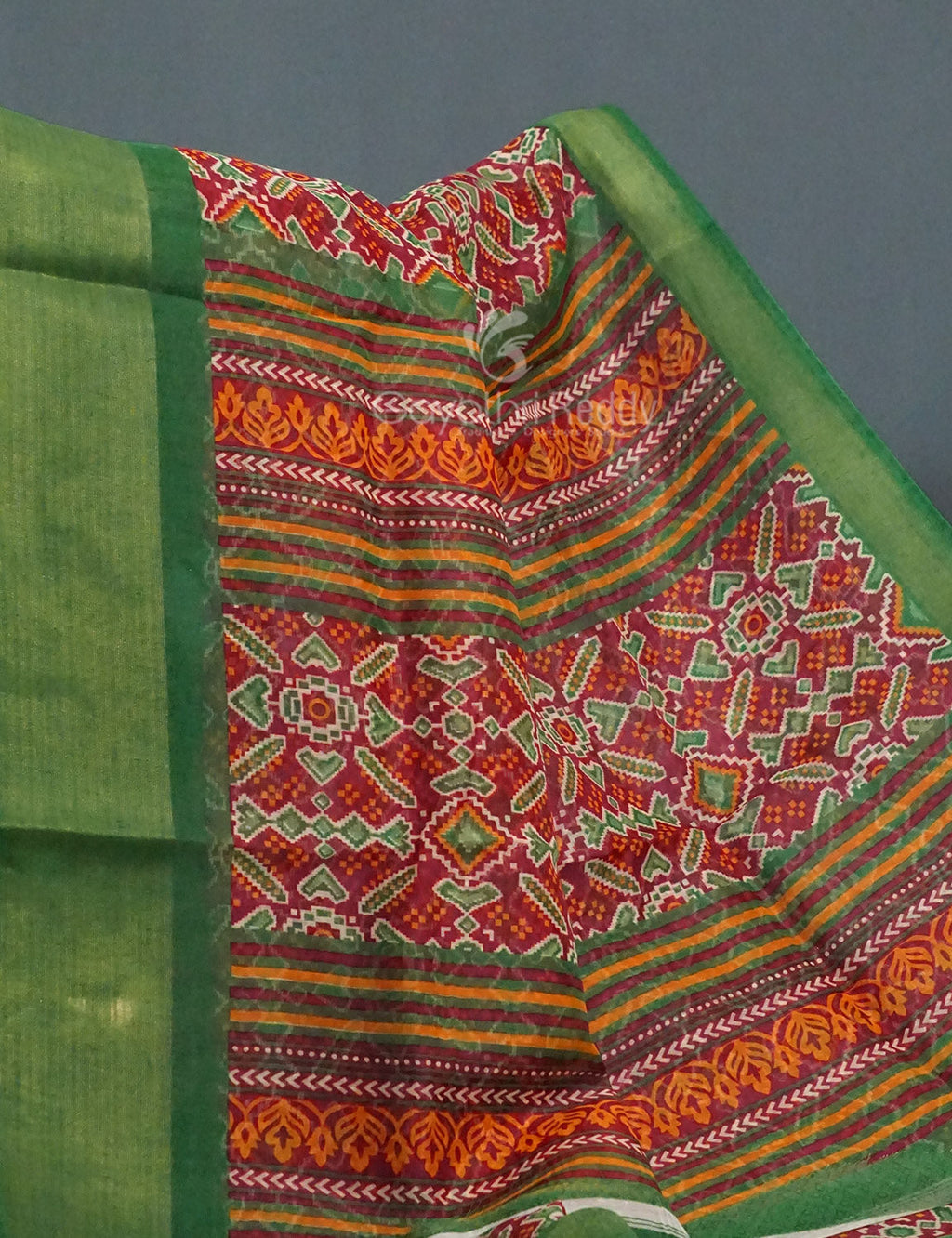 Shades of Maroon Colour Patola Design Semi Chanderi Saree By Gayathri Reddy Designer Studio | Grocsy