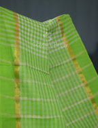 Light Green With Checks Pure Mangalgiri Cotton Saree By Gayathri Reddy Designer Studio | Grocsy