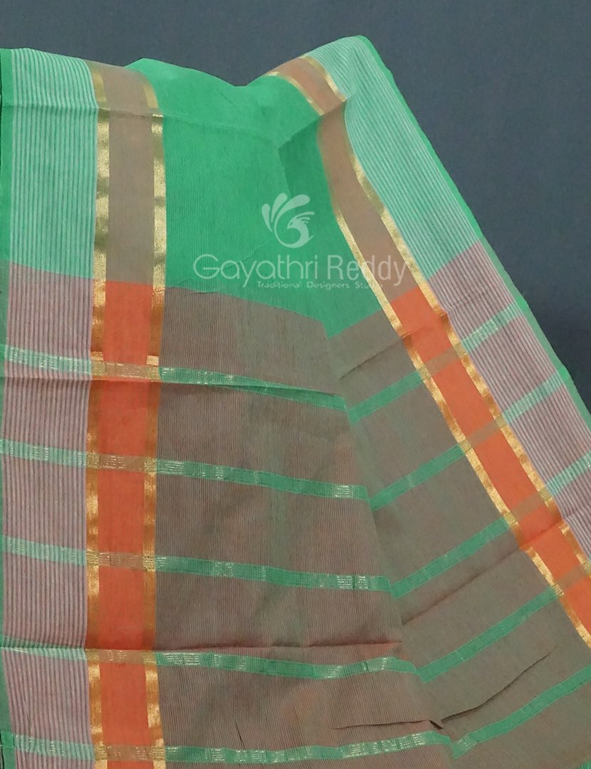 Dual Shades of Aqua Green Pure Mangalgiri Cotton By Gayathri Reddy Designer Studio | Grocsy