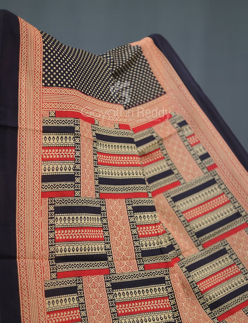 Black Coloured Combination Printed Cotton Saree By Gayathri Reddy Designer Studio | Grocsy