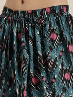 Sangria Women Blue & Pink Printed Pure Cotton Kurta with Dhoti Pants | Grocsy