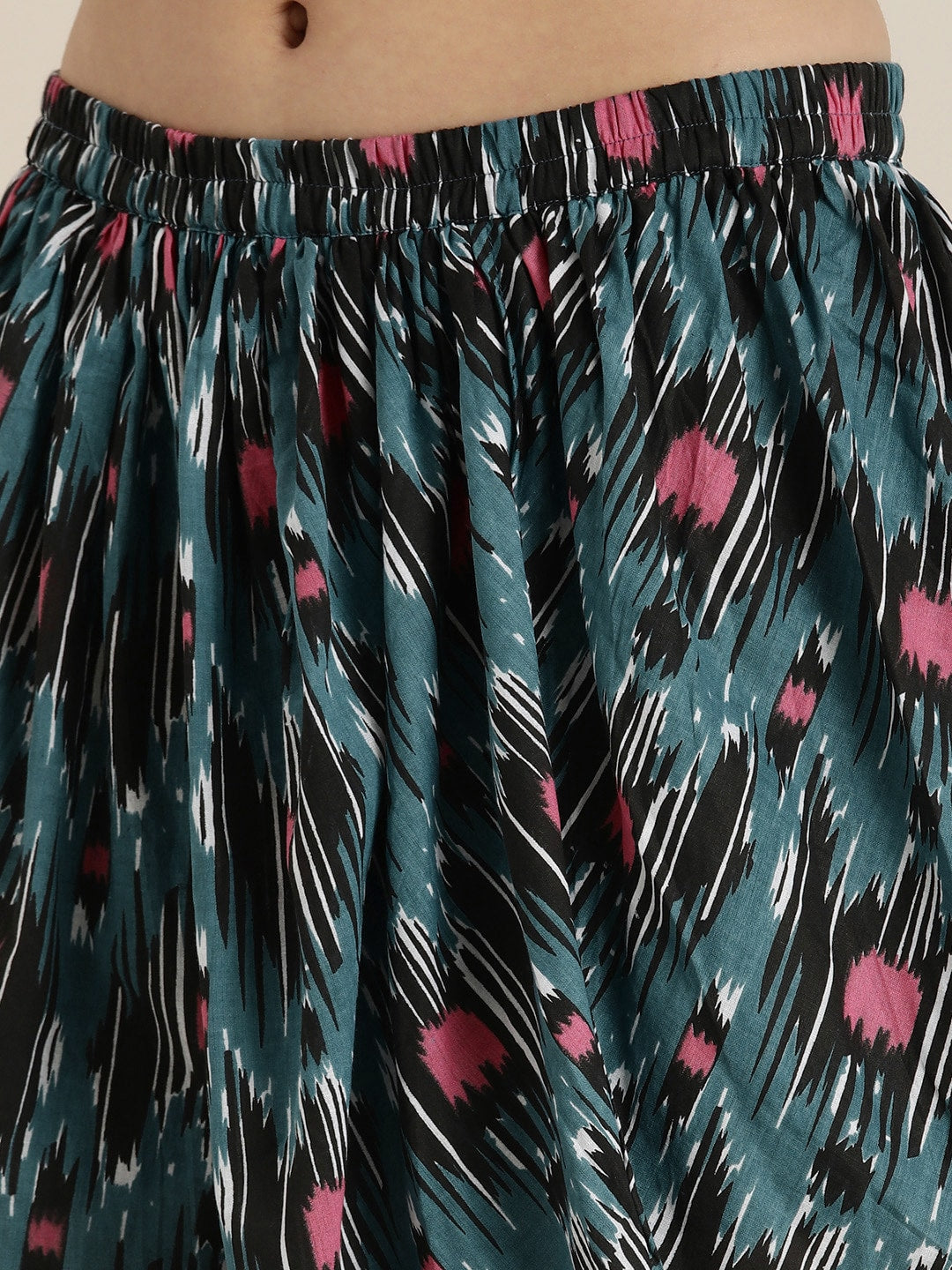 Sangria Women Blue & Pink Printed Pure Cotton Kurta with Dhoti Pants | Grocsy