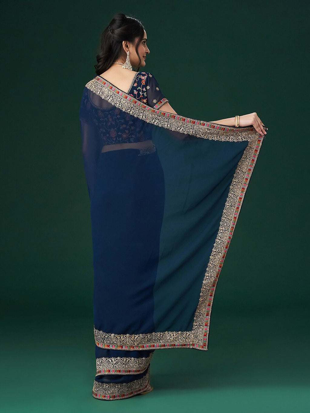 kasee Ethnic Motifs Embroidered Bordered Saree | Grocsy