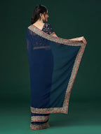 kasee Ethnic Motifs Embroidered Bordered Saree | Grocsy