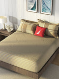 Nautica Brown & Brown Striped Cotton 160 TC King Bedsheet With 2 Pillow Covers | Grocsy