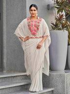 Tikhi Imli Embroidered Kaftan Saree With Belt | Grocsy