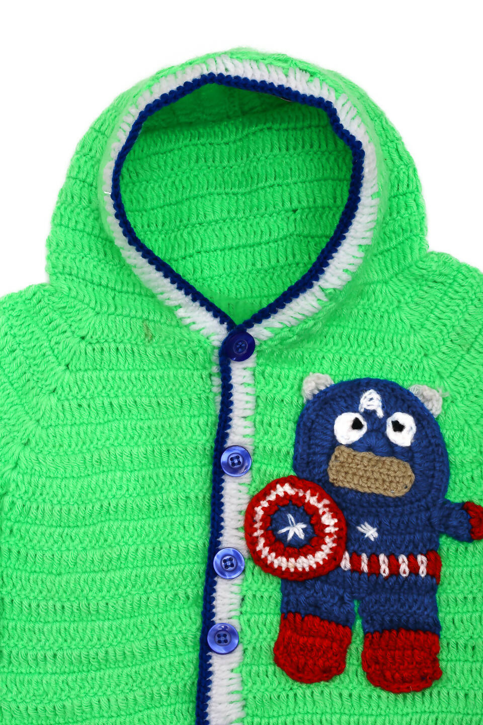 Chutput Kids Green Coloured Solid Pullover with Cartoon Detail | Grocsy