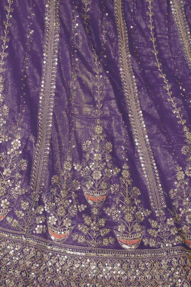Kesar Fab Dark-Purple Jimmy Choo Hand_Woven Lehenga | Grocsy