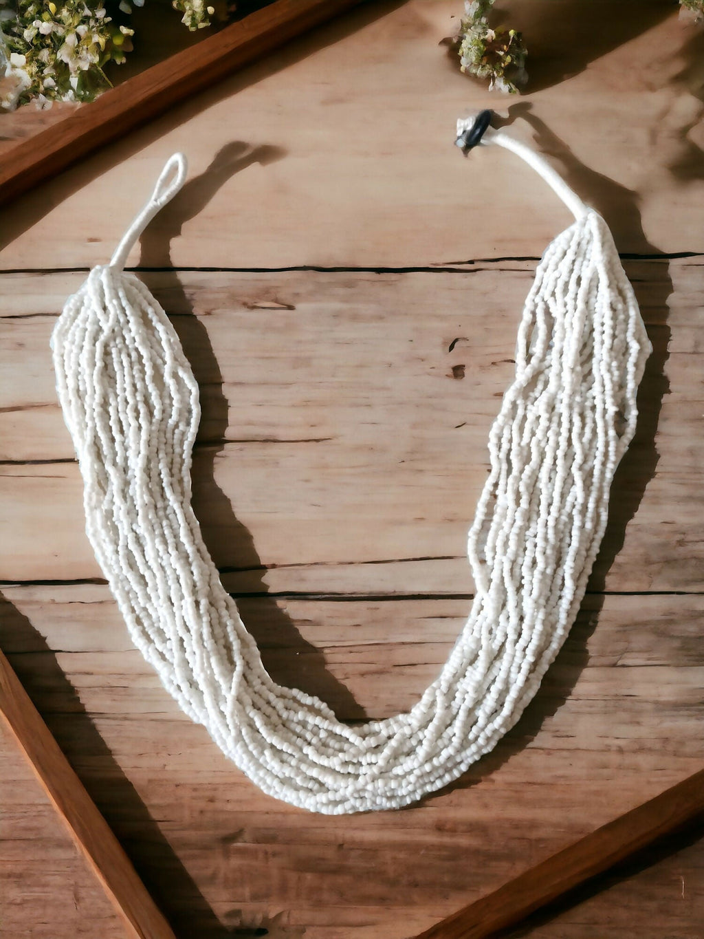 Inhanns Handmade Beaded Multilayer Necklace, 20 Layers - White | Grocsy