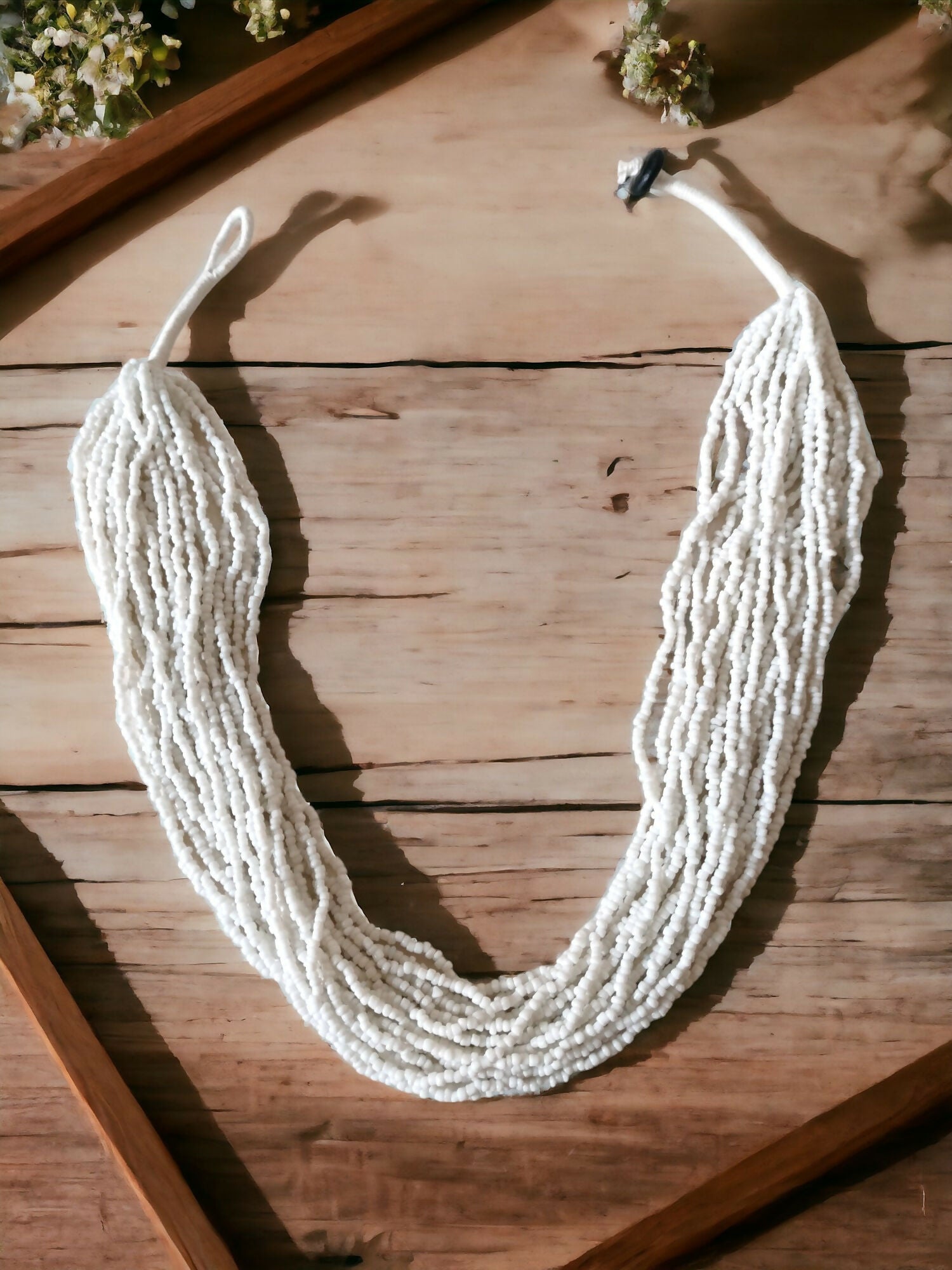 Inhanns Handmade Beaded Multilayer Necklace, 20 Layers - White | Grocsy