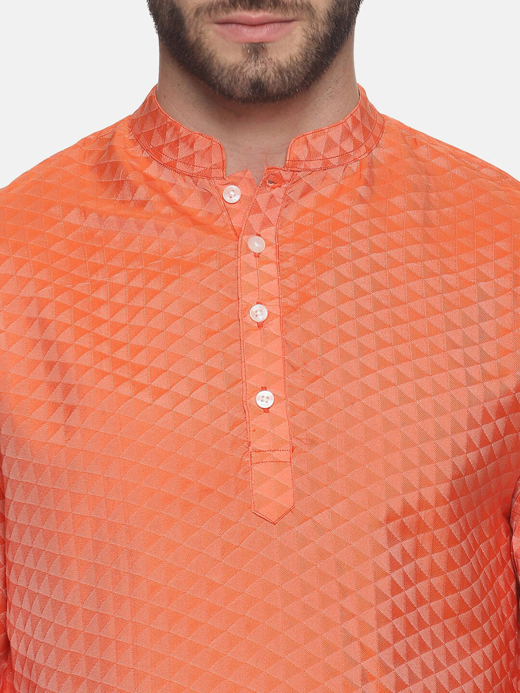 Sethukrishna Men Orange Empire Kurta with Dhoti Pants | Grocsy
