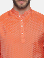 Sethukrishna Men Orange Empire Kurta with Dhoti Pants | Grocsy