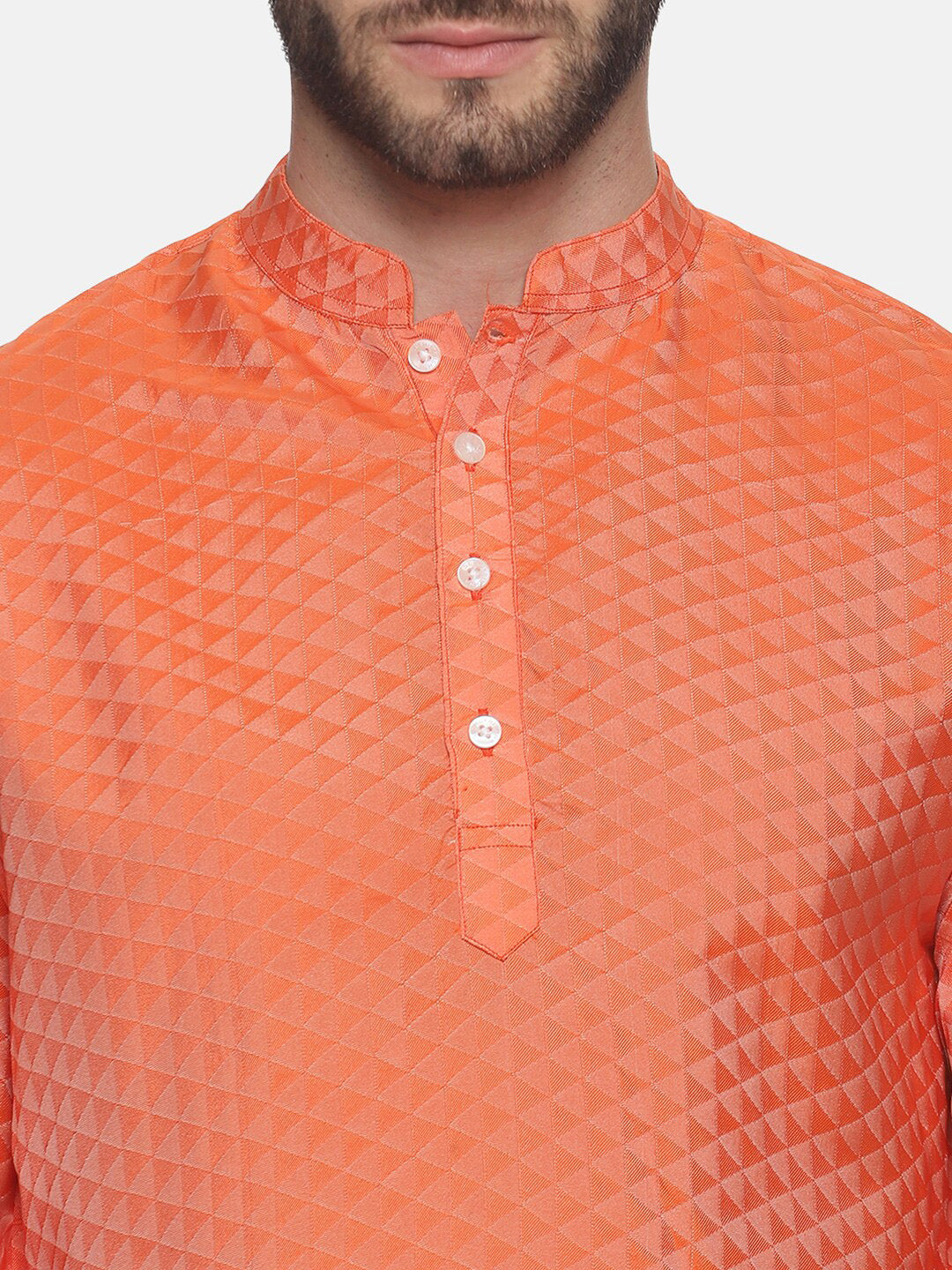 Sethukrishna Men Orange Empire Kurta with Dhoti Pants | Grocsy