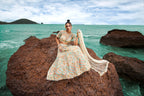 House of Panchhi Cream Net Multi Colour Sequins, Zarkans And Thread Embroidery Lehenga Choli & Dupatta | Grocsy