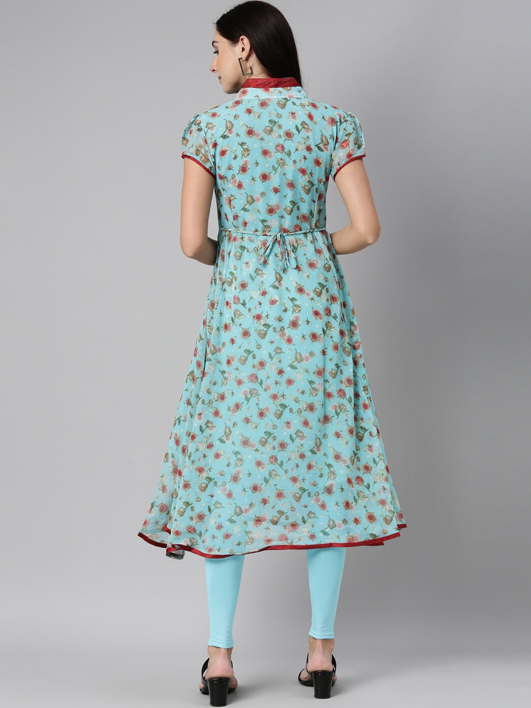 Souchii Blue Floral Printed Floral Anarkali Kurta | Grocsy