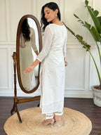 The52 Women's Viscose Thread work Straight Kurta with Pant and Dupatta Set | Grocsy