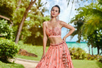 House of Panchhi Peach Pure Georgette Sequins, Zarkan And Thread Embroidery Lehenga Choli & Dupatta | Grocsy