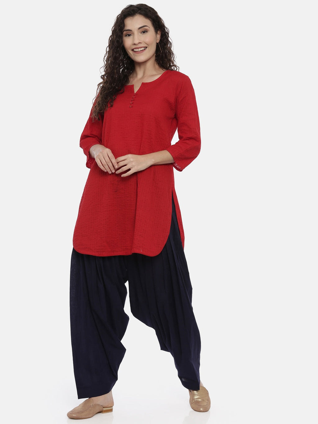 Souchii Navy Blue Solid Regular-Fit High-Rise Patiala | Grocsy