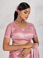 Monjolika Fashion Light Pink Thread Work Soft Burberry Ceremonial Trendy Saree | Grocsy
