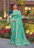 Monjolika Fashion Turquoise Color Dola Silk Gharchola Design Rich Pallu Work Saree | Grocsy