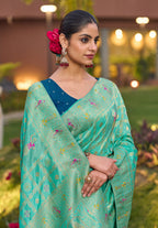 Monjolika Fashion Turquoise Color Dola Silk Gharchola Design Rich Pallu Work Saree | Grocsy