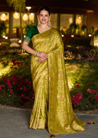 Monjolika Fashion Parrot Green Color Dola Silk Gharchola Design Rich Pallu Work Saree | Grocsy