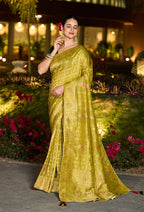 Monjolika Fashion Parrot Green Color Dola Silk Gharchola Design Rich Pallu Work Saree | Grocsy