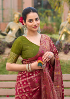 Monjolika Fashion Maroon Color Dola Silk Gharchola Design Rich Pallu Work Saree | Grocsy