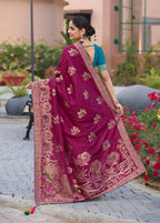 Monjolika Fashion Dola Silk Meenakari Weave Work Traditional Saree In Purple | Grocsy