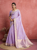 Monjolika Fashion Lilac Soft Silk Weaving Ceremonial Classic Saree | Grocsy