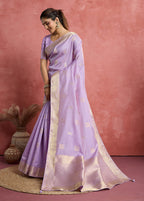 Monjolika Fashion Lilac Soft Silk Weaving Ceremonial Classic Saree | Grocsy