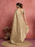 Monjolika Fashion Beige Soft Silk Weaving Ceremonial Classic Saree | Grocsy