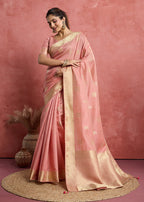 Monjolika Fashion Baby Pink Soft Silk Weaving Ceremonial Classic Saree | Grocsy