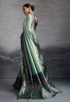 Monjolika Fashion Sky Blue Soft Kanjivaram Silk Meenakari Weaving Work Ceremonial Saree | Grocsy