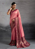 Monjolika Fashion Pink Soft Kanjivaram Silk Meenakari Weaving Work Ceremonial Saree | Grocsy