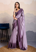 Monjolika Fashion Purple Color Satin Crepe Pearl Lace Border Party Wear Saree | Grocsy